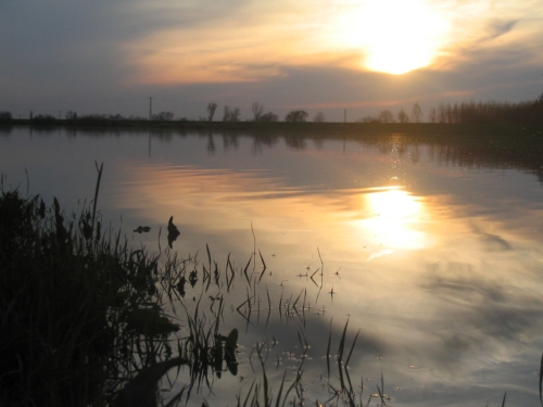 A Hortobágy-Berettyó Az áradó Hortobágy-Berettyó naplementéje