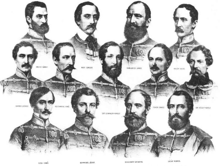 Az aradi vértanúk azok a honvédtisztek, akiket a szabadságharc bukása után az 1848–49-es szabadságharcban játszott szerepük miatt Aradon végeztek ki. aradi vértanúk