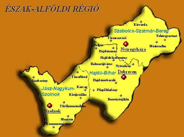 Az Észak-Alföldi Régió (Forrás: NAV.hu) Észak-Alföldi Régió